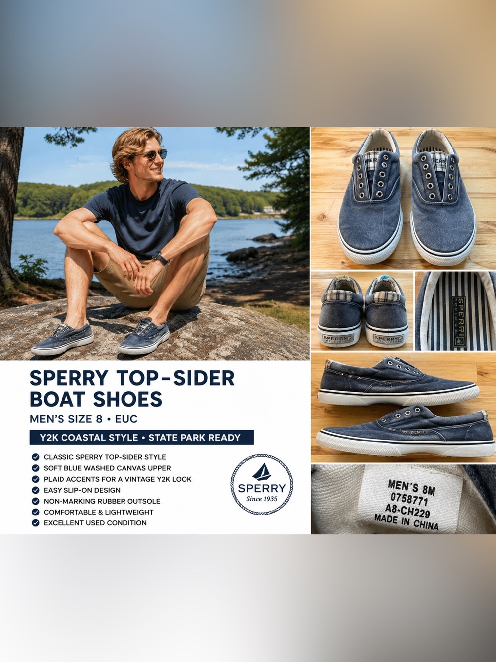 Sperry Men’s Blue Canvas Boat Shoes